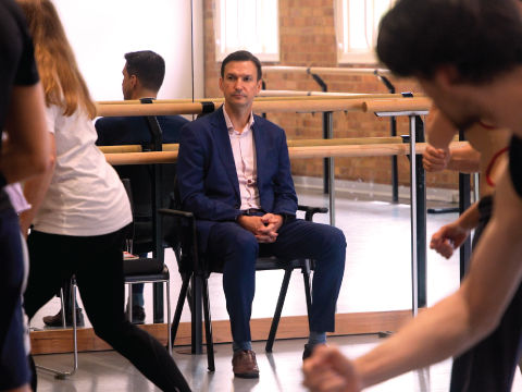 Rob Sosnokski, Lawyer at McCullough Robertson, in rehearsal for Yolande Brown's Canopy - Cool Burn