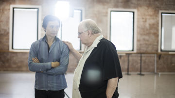 Ben Stevenson and Li Cunxin in studio during Cinderella rehearsals. Photo Christian Tiger