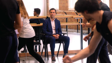 Rob Sosnokski, Lawyer at McCullough Robertson, in rehearsal for Yolande Brown's Canopy - Cool Burn